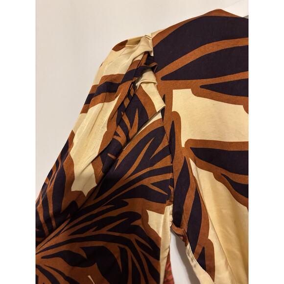 Eugenia Fernandez Maxi Dress Small Boho Wrap Midi Satin Floral Flaws - Picture 10 of 13